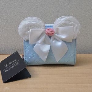 Loungefly Blue and White Kids Wallet with Pink Rose